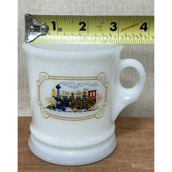 Vintage 1970 Avon Milk Glass Train Locomotive Shaving Cup Mug - Picture 2 of 8